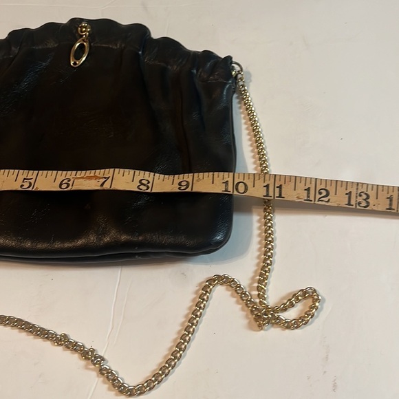 Norman Kaplan Las Vegas Shoulder Bag Gold Chain Clasp Strap Genuine Leather - Picture 9 of 10